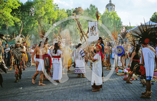 Folkloredarbietung, Coyoacan, Plaza Hidalgo, Mexiko City, Mexiko