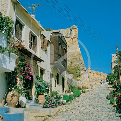 Außenmauer der Burg Fortézza, Rethymnon, Insel Kreta, Griechenla