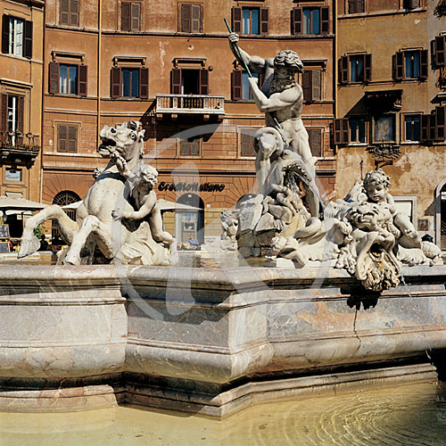 Neptunbrunnen, Fontana di Nettuno, Piazza Navona, Rom/Roma, Lati