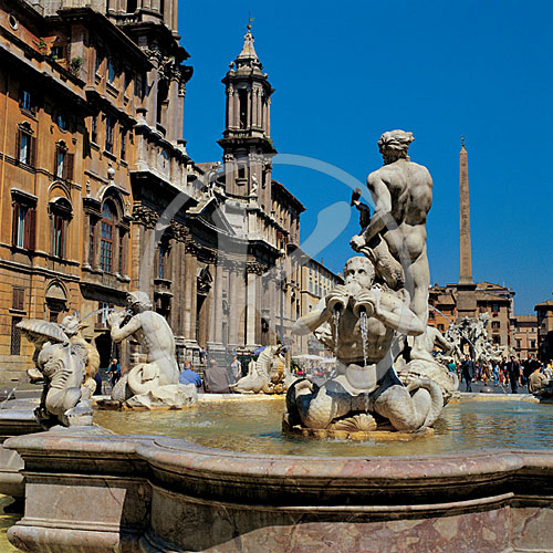 Fontana del Moro, Piazza Navona, Rom/Roma, Latium, Italien