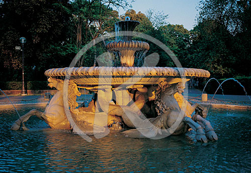 Brunnen im Park der Villa Borghese, Rom/Roma, Latium, Italien