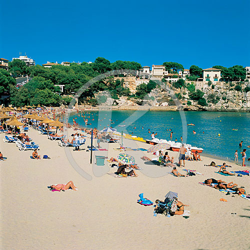 Strand von Porto Cristo, Mallorca, Balearen, Spanien