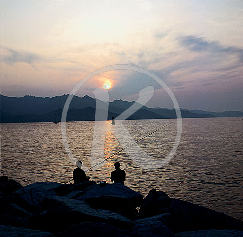 Abendstimmung  am Meer bei St. Florent, St. Florent, Korsika, Fr