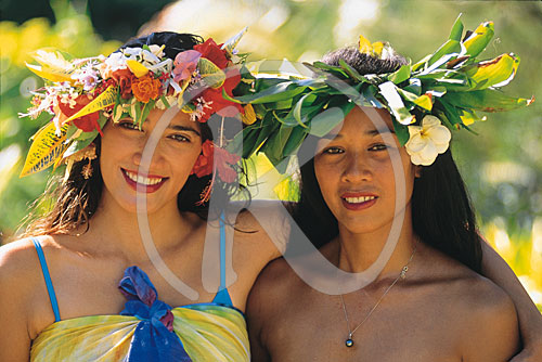 Cook Islands, Inselschönheiten in traditioneller Tracht, Neuseel