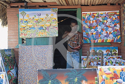 Dominikanische Republik, Cabarete, Bilderverkäufer in Cabarete