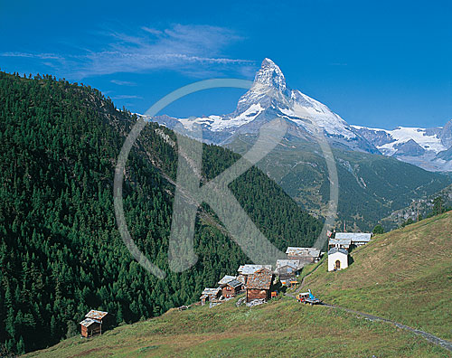 Blick von Finteln zum Matterhorn, Wallis, Finteln, Schweiz