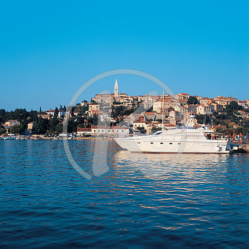 Fischerhafen und Pfarrkirche Sv. Martin, Vrsar, Istrien, Kroatie