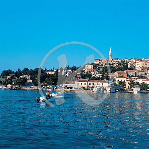 Fischerhafen und Pfarrkirche Sv. Martin, Vrsar, Istrien, Kroatie