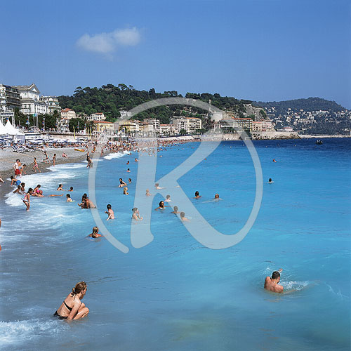 Strand, Plage Beau-Rivage, Nizza, Côte d'Azur, Alpes-Maritimes,