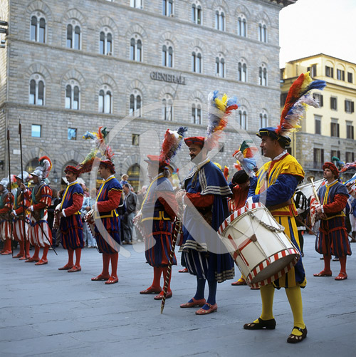 Folkloredarbietung, Piazza della Signoria, Florenz, Toskana, Ita