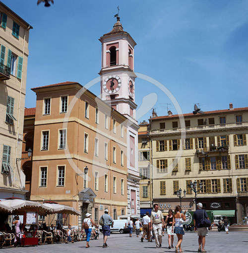 Place du Palais, Clocher de la Tour Rusca, Nizza, Côte d'Azur, F