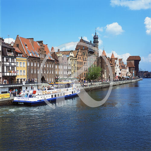 Uferpromenade an der Motlawa, Krantor (Rechtstadt), Danzig/Gdans