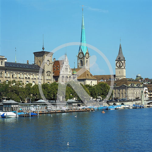 Fraumünster, St. Peter, Limmatquai, Zürich, Schweiz