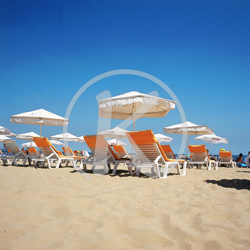 Sonnenschirme am Strand, Goldstrand/Golden Sands/Zlatni Piasatsi